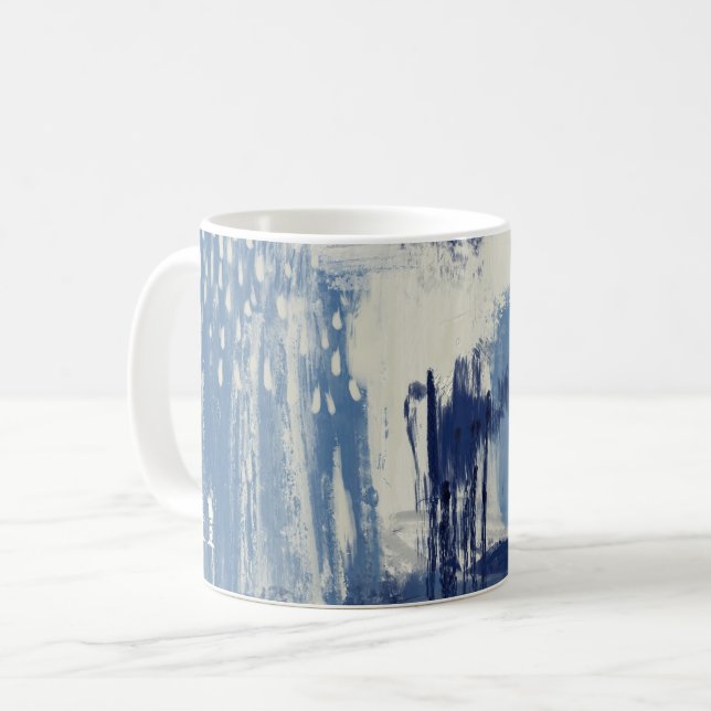 Abstrakt Blau und Elfenbein Kaffeetasse (Vorderseite Links)