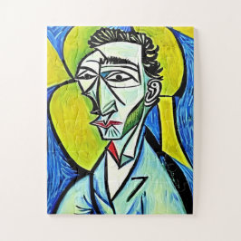 Abstrakt Blau und Gelb Kunstmuseum Funny Portrait Puzzle