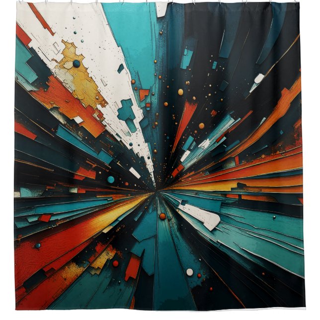 Abstrakt Blau und Orange 607 Duschvorhang (Vorderseite)