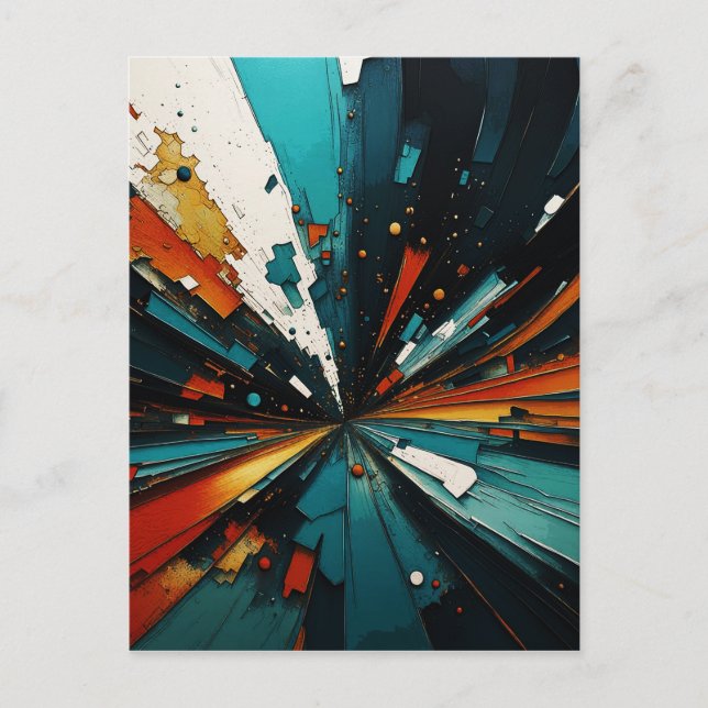 Abstrakt Blau und Orange 607 Postkarte (Vorderseite)