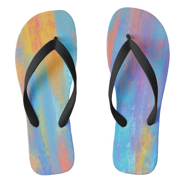 Abstrakt Blau und Orange Flip Flops (Fußbett)