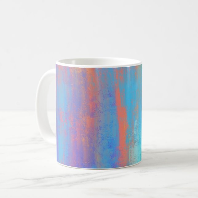 Abstrakt Blau und Orange Kaffeetasse (Vorderseite Links)