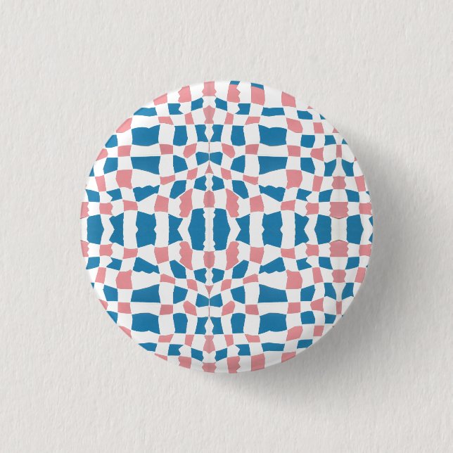 Abstrakt Blau und Rosa Button (Vorderseite)