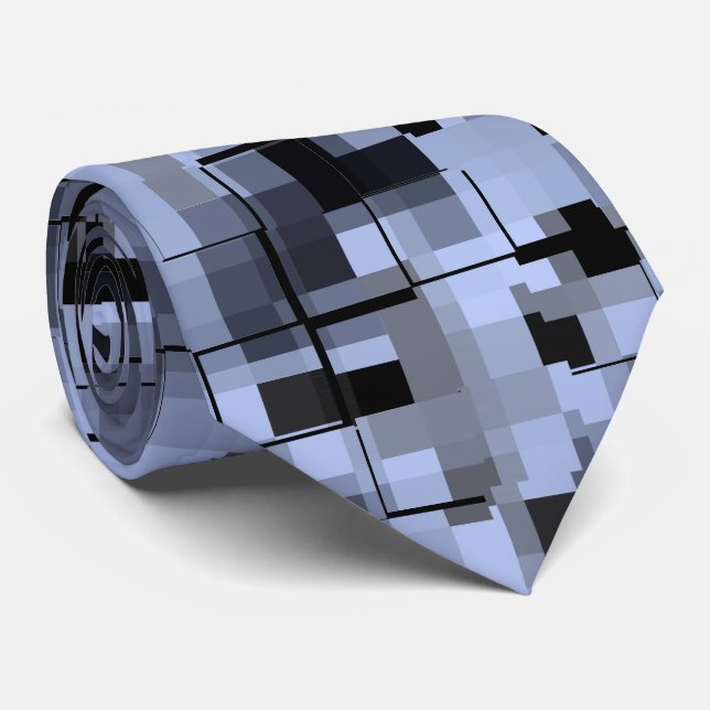 Abstrakt Blau und Schwarz Krawatte (Gerollt)