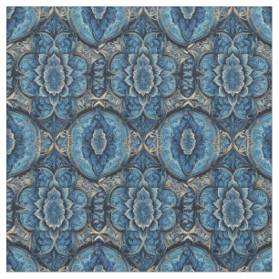 Abstrakt Blau und Silber Stoff