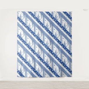 Abstrakt Blau und Weiß Wandteppich