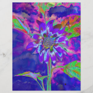 Abstrakt-blaue lila Sonnenblume Retrofunky