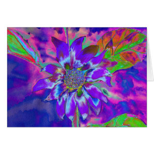 Abstrakt-blaue lila Sonnenblume Retrofunky