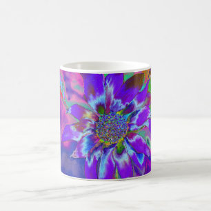 Abstrakt-blaue lila Sonnenblume Retrofunky Kaffeetasse