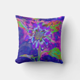Abstrakt-blaue lila Sonnenblume | Retrofunky Kissen