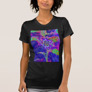Abstrakt-blaue lila Sonnenblume   Retrofunky T-Shirt