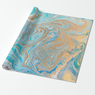 Abstrakt-blaue Marmorstruktur Geschenkpapier