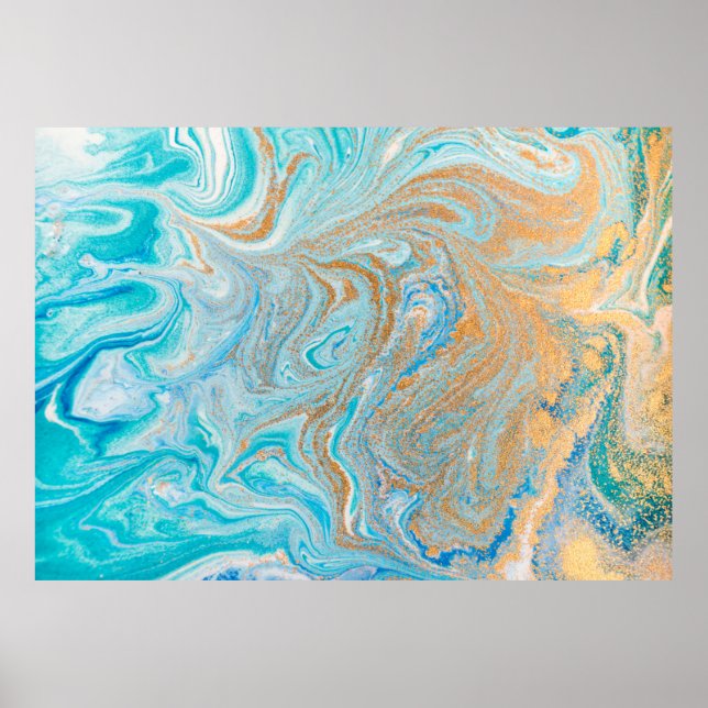 Abstrakt-blaue Marmorstruktur Poster (Vorne)