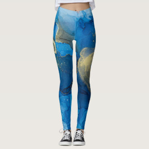 Abstrakt-blaue Marmortextur Leggings