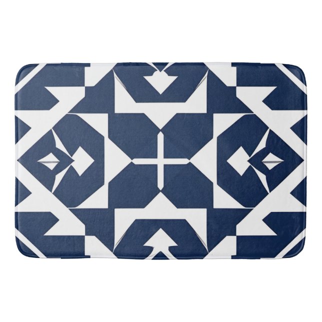 Abstrakt-blaues geometrisches Design Badematte (Vorderseite)