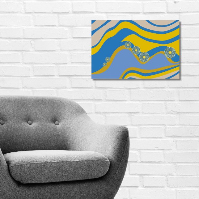 Abstrakt-blaugelbe Flut Poster (Abstract Blue Yellow Low Tide Poster)