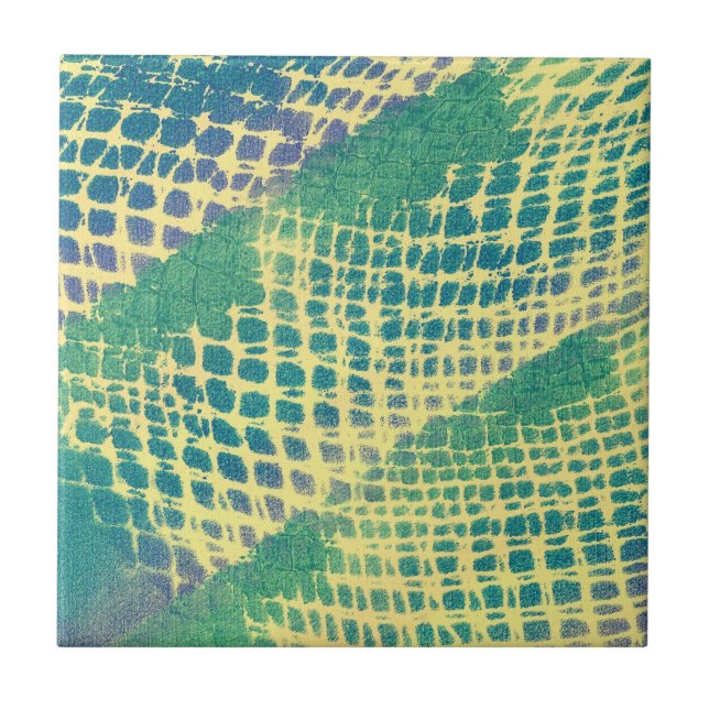 Abstrakt blaugrüne Lila Musterfliesen Fliese (Vorderseite)