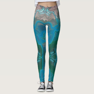 Abstrakt-blaugrüner Schwirbelgemein Leggings