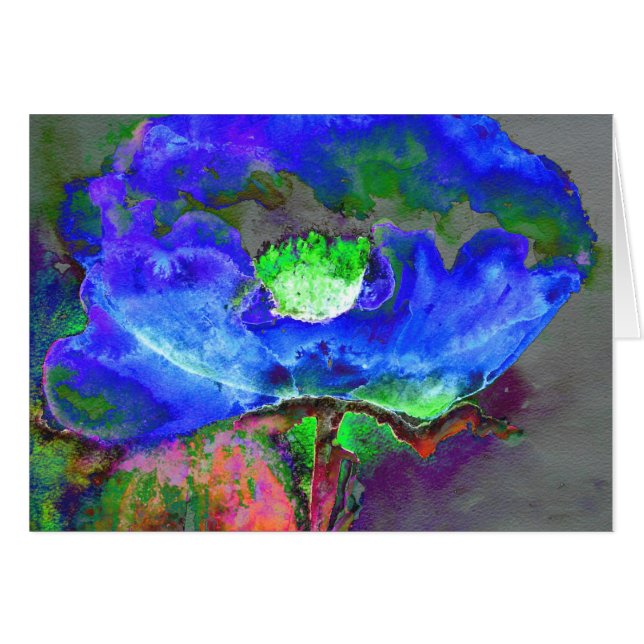 Abstrakt bläulich blühender Mohn (Vorderseite (Horizontal))