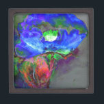 Abstrakt bläulich blühender Mohn Schachtel<br><div class="desc">Ein Aquarellbild mit abstraktem blauem Mohn. Original Werk von H. Cooper.</div>