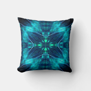 Abstrakt Bloom Aqua und Blue Fraktal Design Kissen
