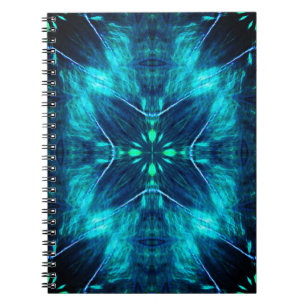 Abstrakt Bloom Aqua und Blue Fraktal Design Notizblock