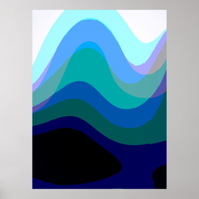Abstrakt Blue 303 - Groovy Flows Art Poster (Vorne)