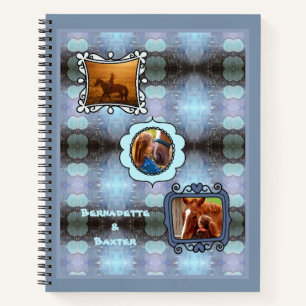 Abstrakt Blue 3 Foto Horse Pet Collage und Name Notizbuch