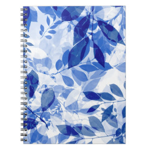 Abstrakt Blue and White Blätter Foto Notebook Notizblock