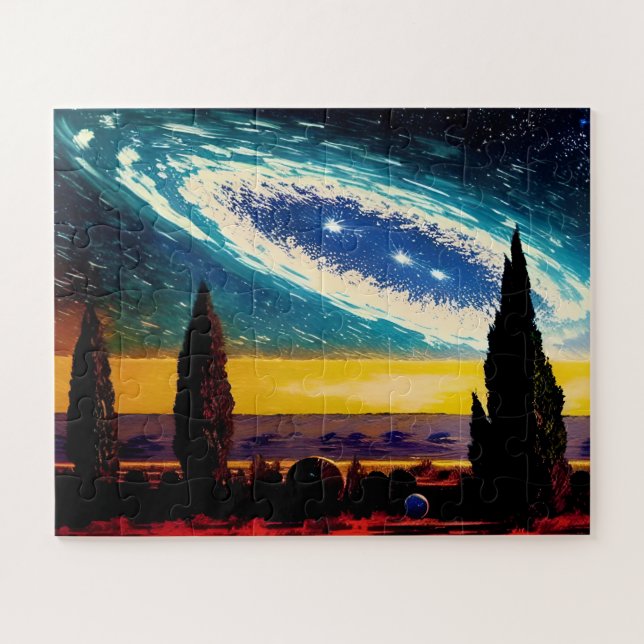Abstrakt Blue Aqua Yellow Sky Fun Scene Puzzle (Horizontal)
