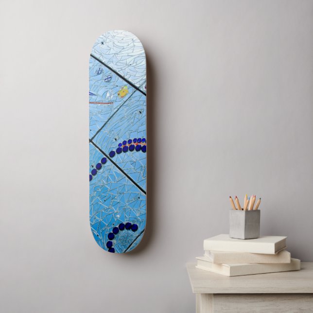 Abstrakt Blue Baltimore Geometric Mirror Mosaik Skateboard (Wandkunst)