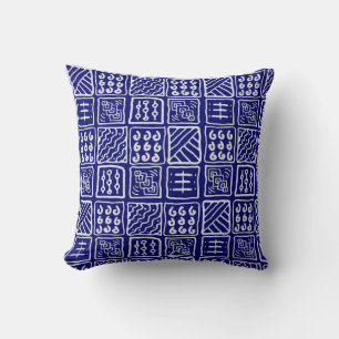 Abstrakt Blue Batik Pillow Kissen