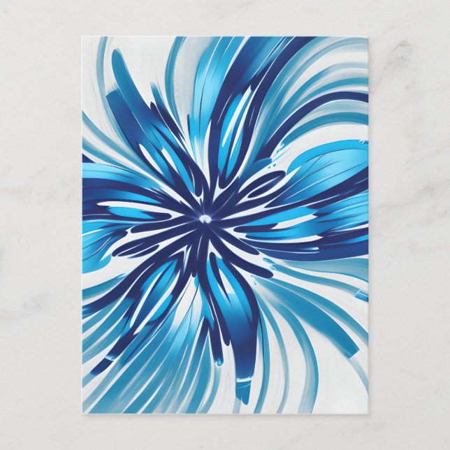 Abstrakt Blue Blume Art Deco Postkarte (Vorderseite)