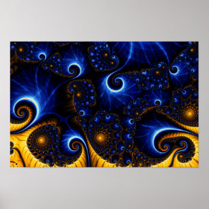 Abstrakt Blue Fraktal Sky Canvas Print Poster