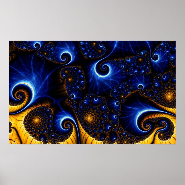 Abstrakt Blue Fraktal Sky Poster (Vorne)