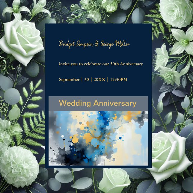 Abstrakt Blue & Gold Ink Spritzer Hochzeit (Von Creator hochgeladen)