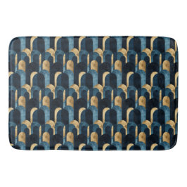 Abstrakt Blue Gold Navy Badematte