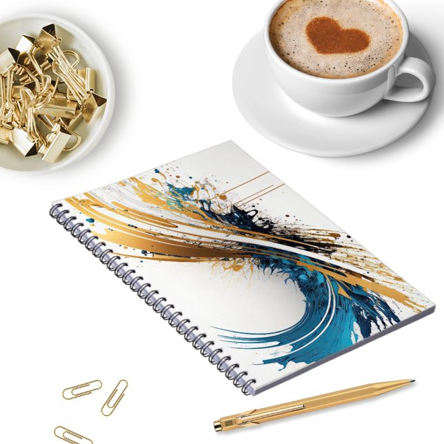 Abstrakt Blue & Gold Spiral Notebook - Dynamic Des Notizblock (Von Creator hochgeladen)
