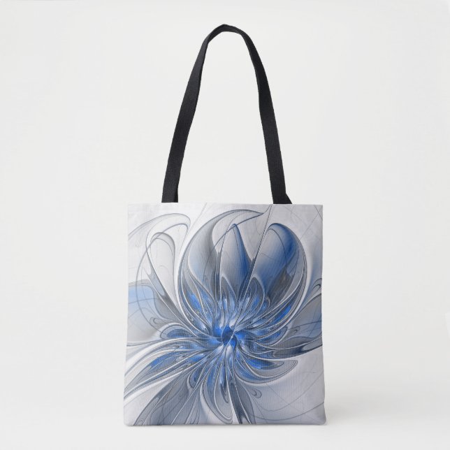 Abstrakt Blue Gray Fraktal Art Blume (Vorderseite)