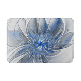 Abstrakt Blue Gray Fraktal Art Blume Badematte