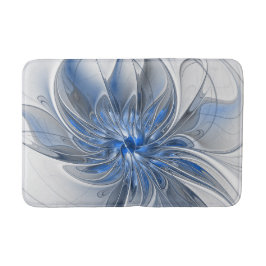 Abstrakt Blue Gray Fraktal Art Blume Badematte