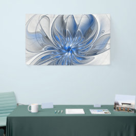 Abstrakt Blue Gray Fraktal Art Blume Banner