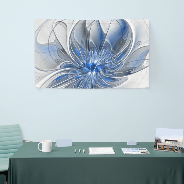 Abstrakt Blue Gray Fraktal Art Blume Banner (Messeveranstaltung)