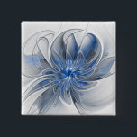 Abstrakt Blue Gray Fraktal Art Blume Button<br><div class="desc">Einzigartige Fantasy-Blume in Blau- und Grautönen, abstrakt und elegant. Design für Ihre Schaltfläche und mehr.</div>