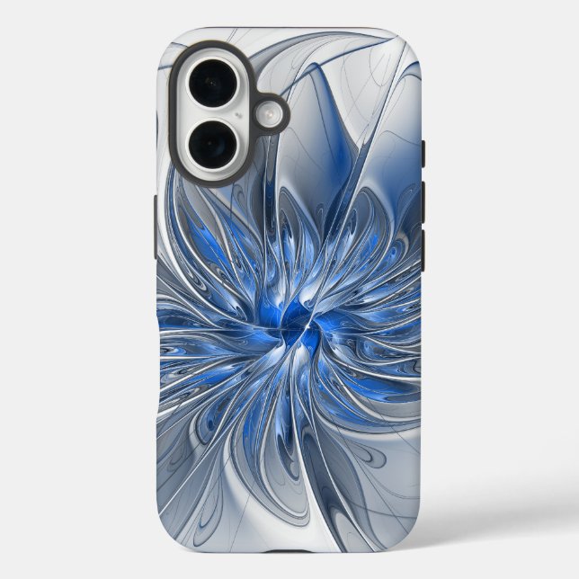 Abstrakt Blue Gray Fraktal Art Blume Case-Mate iPhone Hülle (Rückseite)
