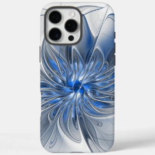 Abstrakt Blue Gray Fraktal Art Blume iPhone 16 Pro Max Hülle
