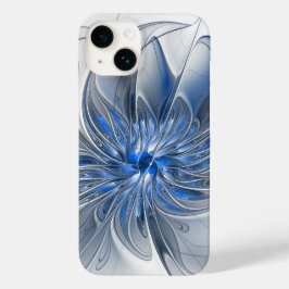 Abstrakt Blue Gray Fraktal Art Blume Case-Mate iPhone 14 Hülle