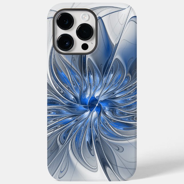 Abstrakt Blue Gray Fraktal Art Blume Case-Mate iPhone Hülle (Rückseite)