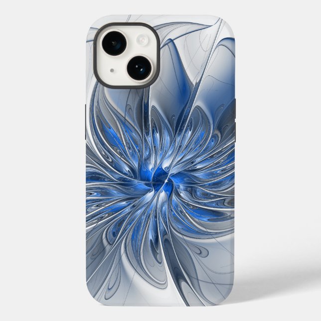 Abstrakt Blue Gray Fraktal Art Blume Case-Mate iPhone Hülle (Rückseite)