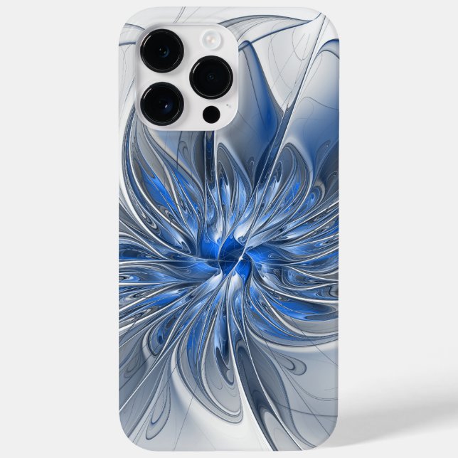 Abstrakt Blue Gray Fraktal Art Blume Case-Mate iPhone Hülle (Rückseite)